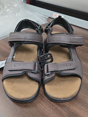 George Size 13 Brown Faux Leather Adjustable Sandal